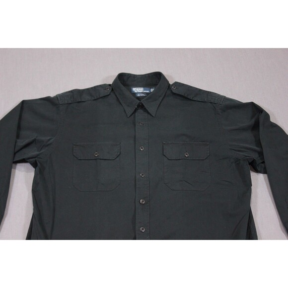 Vintage Polo Ralph Lauren G.I. Shirt Black Long Sleeve Beige Large Safari NWT XL - Picture 2 of 12